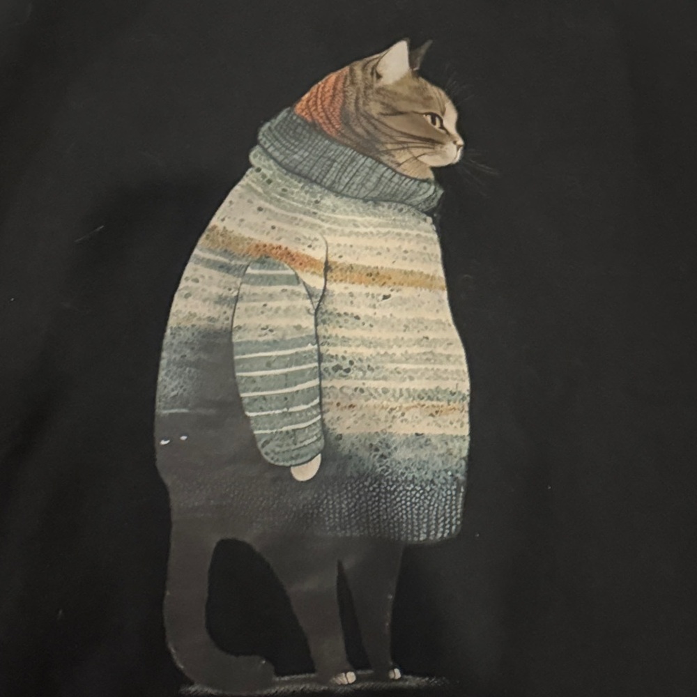 Gilden Sweatshirt with Fat Cat in Striped Sweater Design  NWOT - Picture 3 of 6